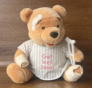 Vintage Winnie the Pooh Get Well Soon W/ Crutch 11” Plush Stuffed Animal - Picture 1 of 9