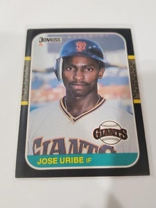 MLB 1987 Jose Uribe #436 Error Baseball Card Wrong DOB Giants NM Donruss Rare - Picture 1 of 15