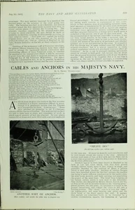 1902 PRINT CABLES & ANCHORS HIS MAJESTY'S NAVY CHAIN CABLES IRON RINGS - Picture 1 of 2
