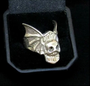  BIKERS SKULL STERLING SILVER RING #15G200045 - Picture 1 of 2