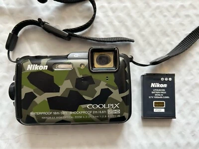 NIKON COOLPIX AW120 CAMO 16MP Waterproof/Shockproof DIGITAL CAMERA Repair/Parts - Image 1 of 4