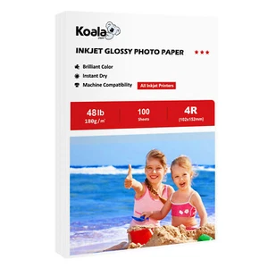 Koala Photo Paper 4X6 Glossy 48lb 100 Sheets Inkjet Photo Printer Paper Epson HP - Picture 1 of 10