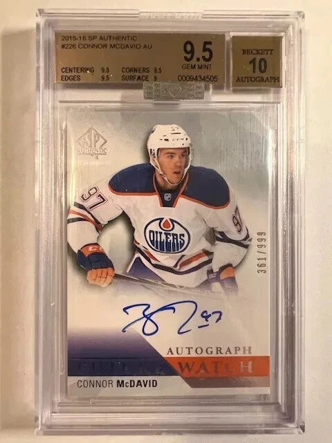Connor McDavid 2015-16 SP Authentic Future Watch Auto RC #226 BGS 9.5 Gem Mint - Image 1 of 3