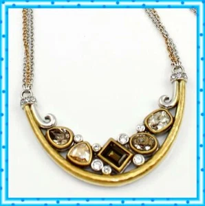 Brighton Lioness Long Crystal Silver Gold Topaz Necklace NWT 118 - Picture 1 of 3