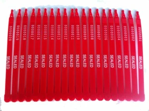 Sellos de puerta para camión Duebass rojos numerados secuencialmente de plástico Tite-Lock - rojo - Imagen 1 de 1