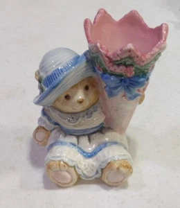 Vintage Fitz Floyd Keramik Hortensie Bär Blumenknospe Vase - Bild 1 von 4