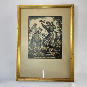 Bolero Mallorca Woodblock Print Juan Castells Marti Art, Colored - Picture 1 of 16