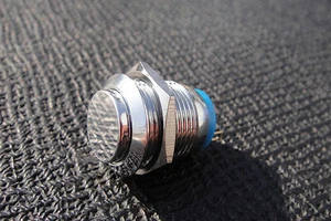 Locking Latching Gold Solder Pin Push Switch Stainless Steel Metal 16mm Mounting - Picture 1 of 1