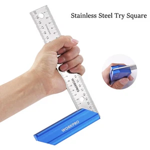 WORKPRO 200mm Stainless Steel Try Square,With Aluminium Alloy Handle - Picture 1 of 6