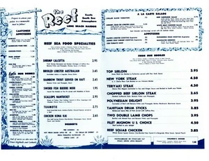 THE REEF RESTAURANT LONG BEACH HARBOR MENU 8.5X11 GLOSSY REPRINT - Picture 1 of 1