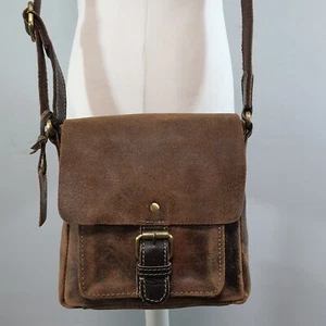 ROWALLAN Satchel Messenger Bag Crossbody Nubuck Leather Logo Tote Shoulder Brown - Picture 1 of 24