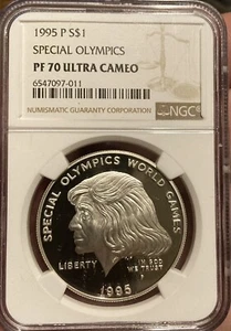 1995 P Special Olympics Commemrative Silver Dollar NGC PF70 Ultra Cameo - Picture 1 of 2