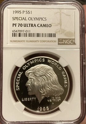 1995 P  Special Olympics Commemrative Silver Dollar  NGC PF70 Ultra Cameo - Image 1 of 2