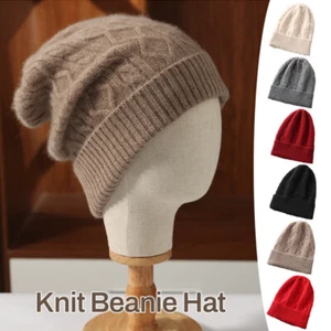 1pcs Cashmere Cable Knit Ribbed Beanie Hat Softest Winter Windproof Warm Hat - Picture 1 of 24