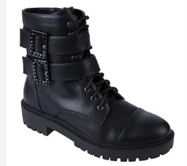 *Bota de Combate Jessica Simpson Kerina Moda con Cordones - Negra - Talla 8M Foto 1 de 1