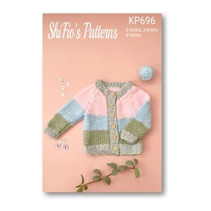 Knitting Pattern for Childs Cardigan 0-3mths, 3-6mths, 6-9mths, chunky, KP696 - Picture 1 of 12