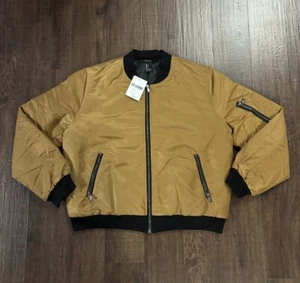 Forever 21 Bomber / Motorcycle Jacket Camel / Black Women’s Size Large Brand New - Picture 1 of 9