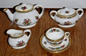 Vintage Coalport Blue Ming Rose Miniature Tea Set 1st ~ Excellent - Picture 1 of 7