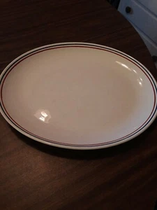 ROYAL TUDOR WARE BARKER BROS OVAL SERVING PLATTER WHITE w/ STRIPES - Picture 1 of 3
