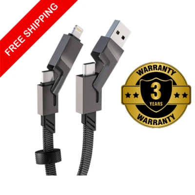 4-in-1 USB Charging Cable iPhone USB-C Micro Fast Charger Cord for Android & PD - Image 1 of 4