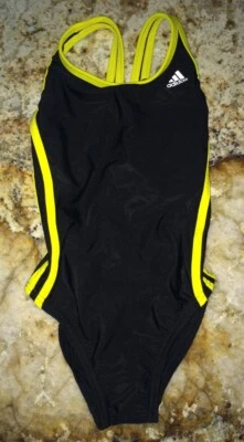ADIDAS Empalme Sólido EX Espalda Negro Amarillo 1 pieza Traje de Baño Mujer Niñas 8 24 10 26 Foto 1 de 4