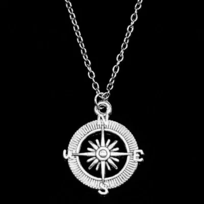 Collana ROSA DEI VENTI Argento con catena ciondolo Bussola ancora da Uomo Donna - Immagine 1 di 4