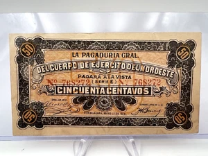 Banconota 50 Centavos Del Cuerpo De Ejercito Del Noroeste 1915. Lotto.34 - Foto 1 di 6