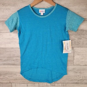 LuLaRoe Shirt Girls 4 Gracie Blue Short Sleeve Round Neck Hi-Low - Picture 1 of 6
