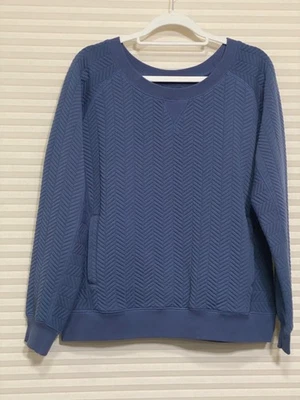 PrAna Sz L Blue Soft Cozy Textured Pullover Sweatshirt Long Sleeve Top EUC - Image 1 of 4