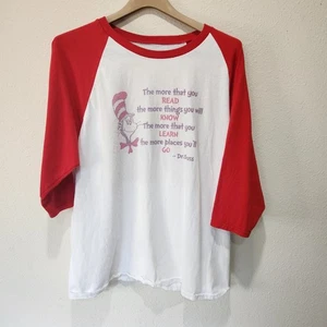 Vintage Dr. Seuss Cat in the Hat Tee Red White Raglan Single Stitch No Tag - Picture 1 of 7