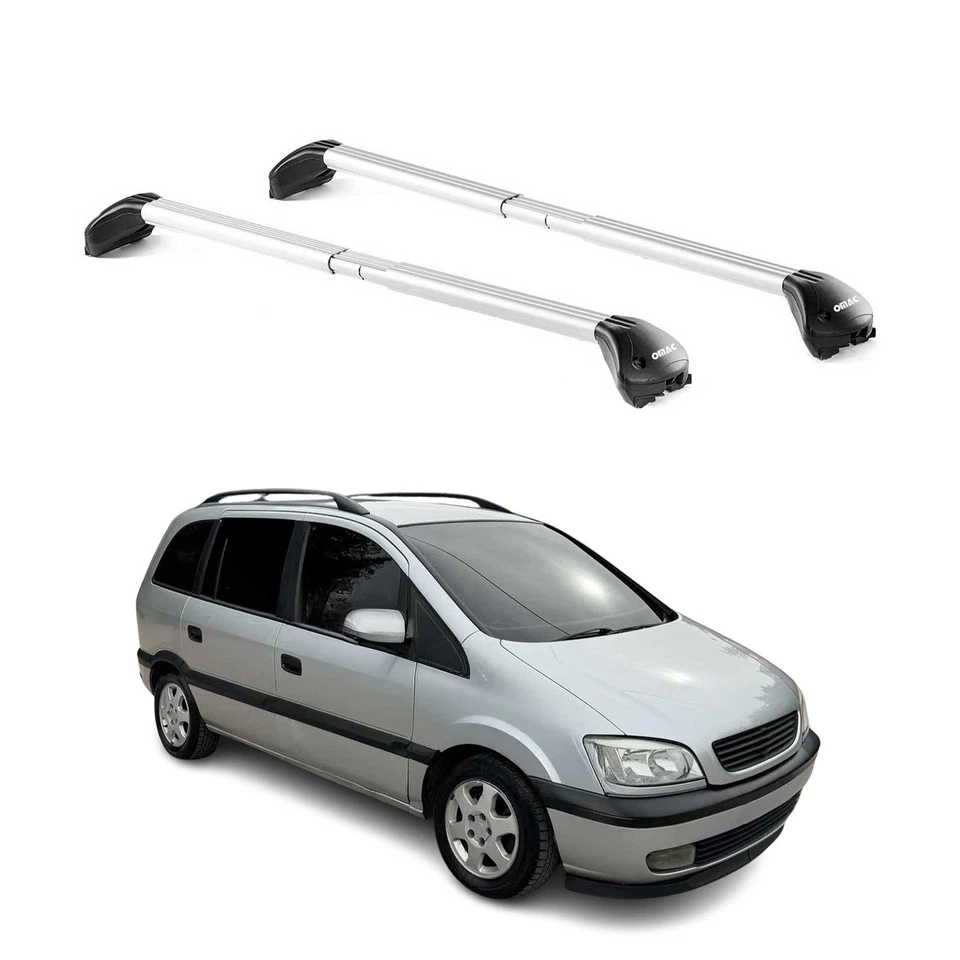 Barres de toit pour Opel Zafira A 1999-2005 5P Gris Argenté 2 pièces ABE - Photo 1/4