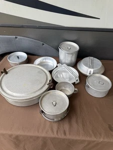 Vintage 15 Piece Boy Scouts Mess Kit Camping Regal Aluminum Camping Mess Kit - Picture 1 of 12
