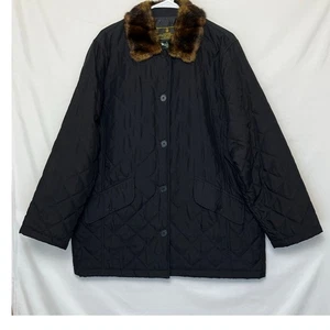 Lauren Ralph Lauren Womens L Black Label Quilted Long Sleeve Button Up Barn Coat - Picture 1 of 6