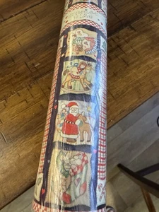 Vtg Finishing Touch Christmas Wrapping Paper SNOWMEN Red Gingham MaryE Lk 40 SQ - Picture 1 of 14