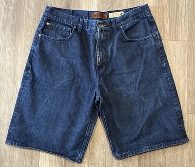 VTG Y2K LRG Denim Shorts Mens 38 Dark Blue Skater Baggy Lifted Research Group - Image 1 of 4