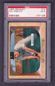1955 BOWMAN #10 PHIL RIZZUTO NEW YORK YANKEES PSA 3 - Picture 1 of 3