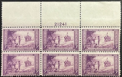 U.S. Scott #737, P.B. of 6, Wisconsin Tercentenary Issue, Fine-Very Fine, MNH - Image 1 of 2