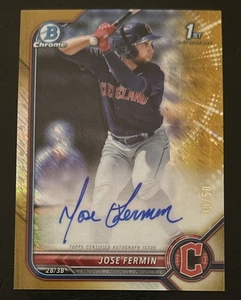 2022 Bowman Chrome 1st Bowman Jose Fermin Gold Shimmer Auto RC #'d 38/50 - Picture 1 of 2