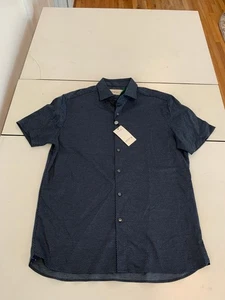 Camisa Nice Stuff Grande Azul Marino Melange Calce Ajustado Piqué Manga Corta Geométrica Preppy - Imagen 1 de 7