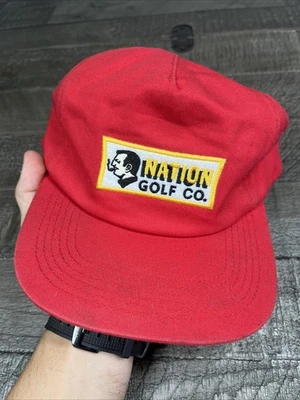 Nation Golf Co. Red Hat Cap Strapback Leather Adjustable Golfing Dad Hat - Image 1 of 4