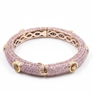 41.83ctNatural Citrine & Sapphire 925 Sterling Sliver Bangle in Rose Gold Plated - Picture 1 of 6