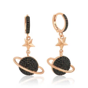 Celestial Elegance: Rose Gold-Plated Planet Women's Earrings – Limited Edition - Picture 1 of 1