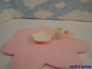 Barbie Doll House Restaurant Kitchen Diorama Accessories - White Tea Cup & Plate - Picture 1 of 2