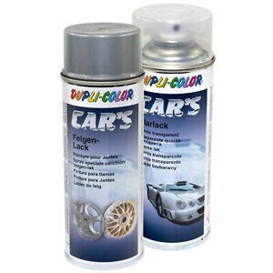Felgenlack Spray Car's Dupli Color 385919 Silber 400 ml + Klarlack 385858 400 ml