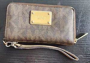 Michael Kors Jet Set Continental Brown Zip Around Wallet MK Monogram - Bild 1 von 7