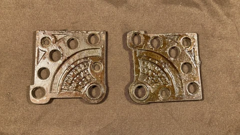 Pair of Antique Cast Iron Shutter Transom Window Hardware ? Victorian 1881 pat Cover