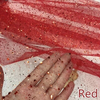 Mesh Fabric Tulle Sheer Shiny DIY Material Dress Show Wedding Curtain Home Decor - Image 1 of 4