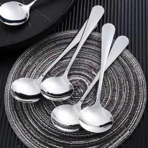 Round Stainless Steel Spoon' Soup Spoon' Dessert Spoon W1F9 - Picture 1 of 17