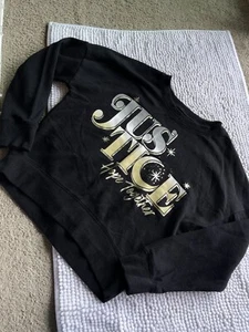 Justice Sweatshirt Black Small Comfy Cozy Cute Girls Minimalistic X - Picture 1 of 4