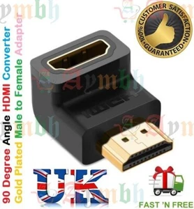 UK HDMI Right Angle Elbow Adaptor Male Female 90° Degree Converter 1080p Down 4K - Picture 1 of 7